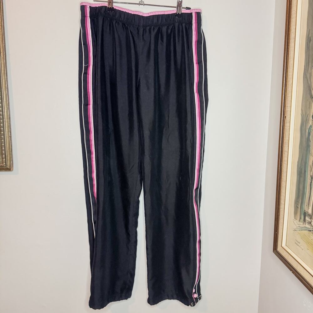 Vintage SB Active Black Windbreaker Track Pants Pink White Side Stripe Medium